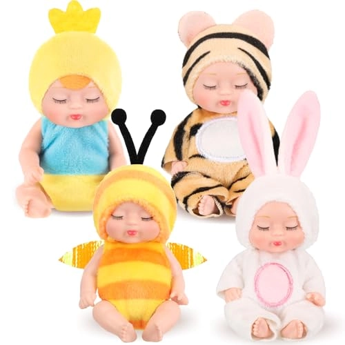 Reborn Baby Doll - 4 Inch Animal Clothes 4 Pcs Bundle