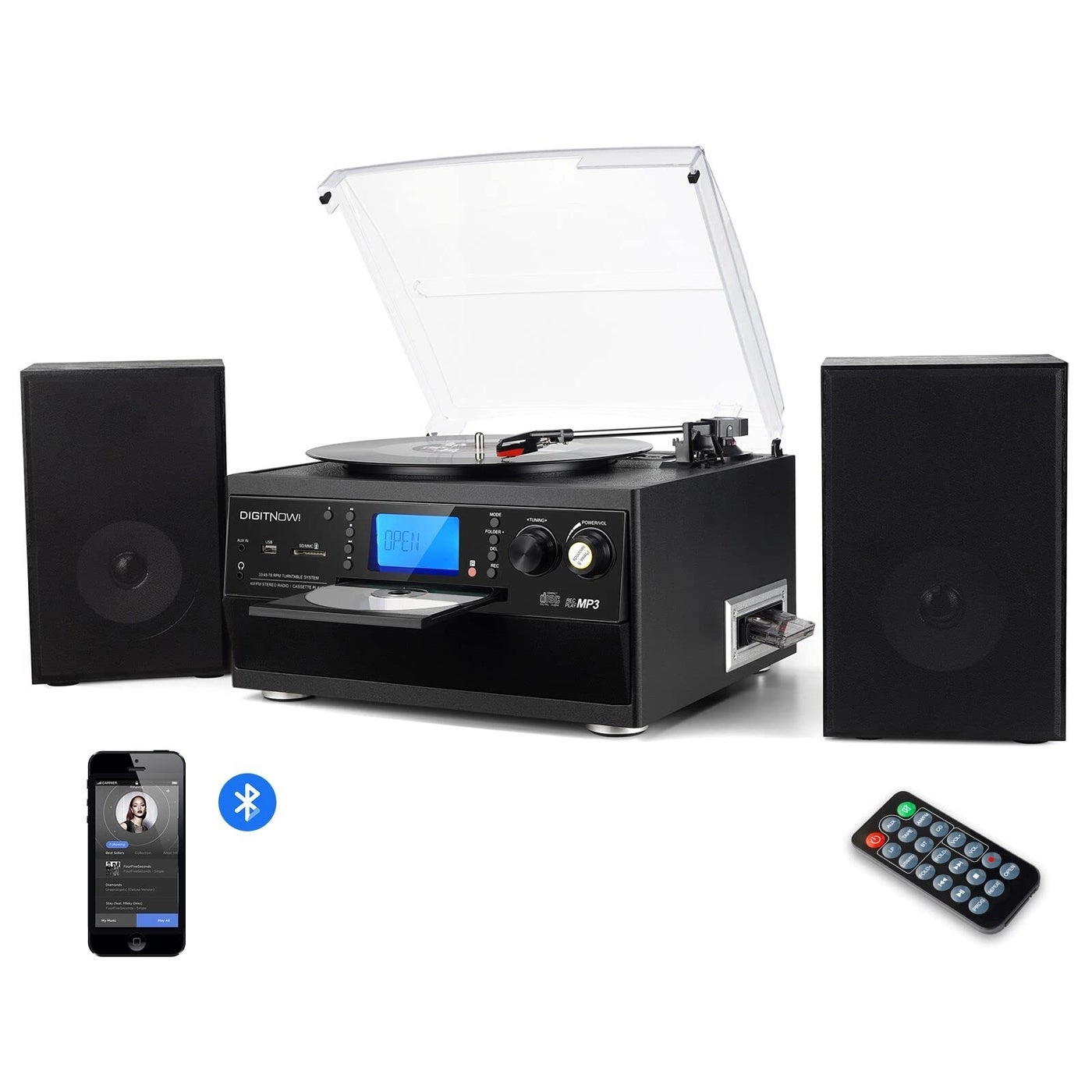 DIGITNOW Record Player Turntable - Bluetooth LP Vinyl to MP3 Converter