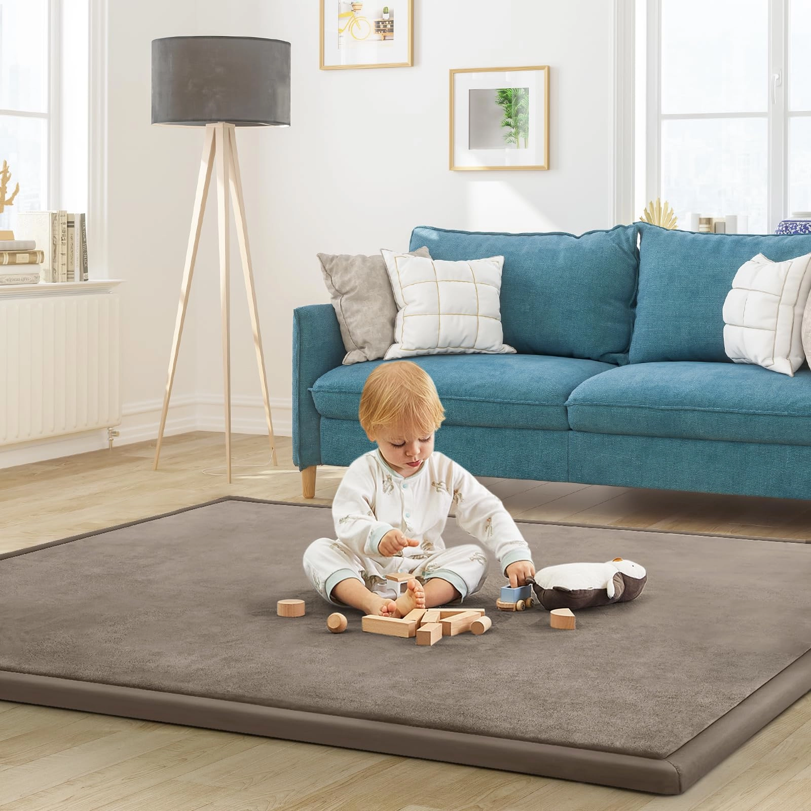 Baby Play Mat - 79"x158" 1.3" Thick Cream