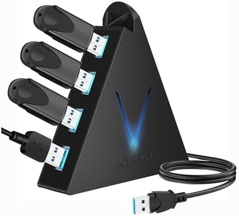 MZA STORES 4-Port USB 3. 0 Hub - 2 ft cable Colorchaging Light Black