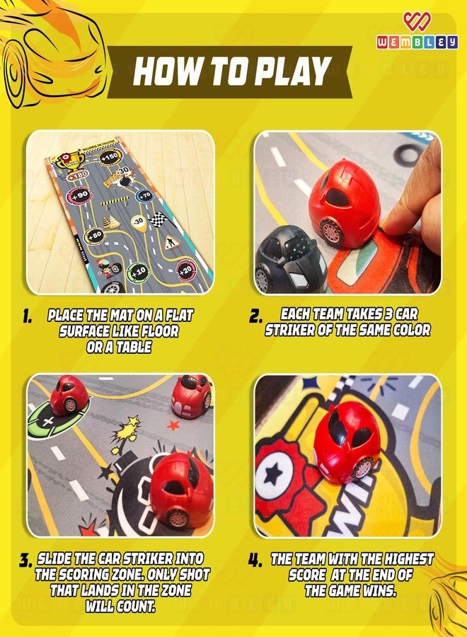 Striker Board Game - Finger Flick Play Mat 6 Car Striker