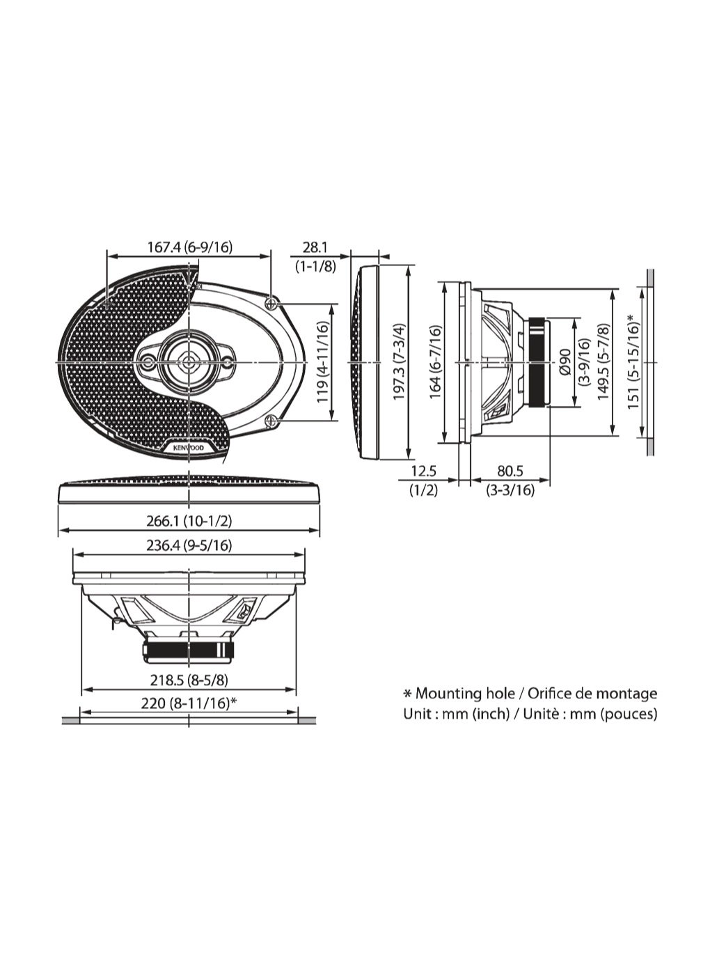 KFC‑PS6987 - 6″×9″ 4‑Way