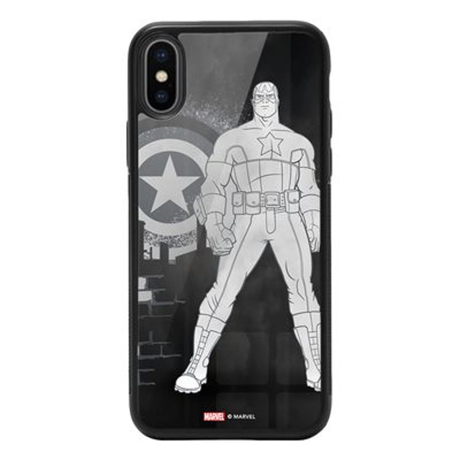 Wackylicious Captain America Soldier Back Case for iPhone Xs - TPU Bumper Case + Tempered Glass Back