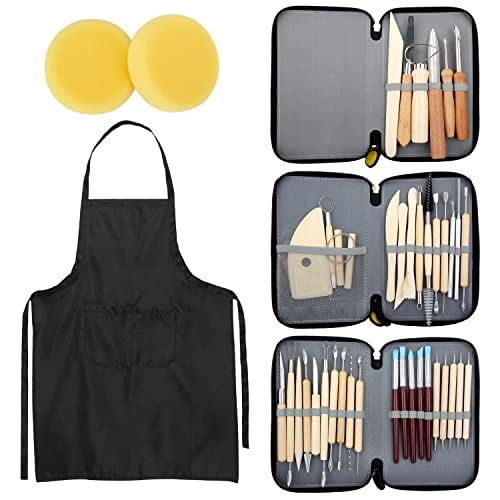 Blisstime Pottery Tools - stainless steel Wood rubber 42pcs