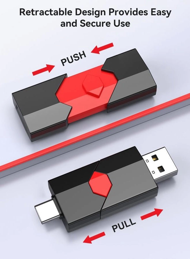 USB C Flash Drive - USB 2.0 Type-A + Type-C 64GB