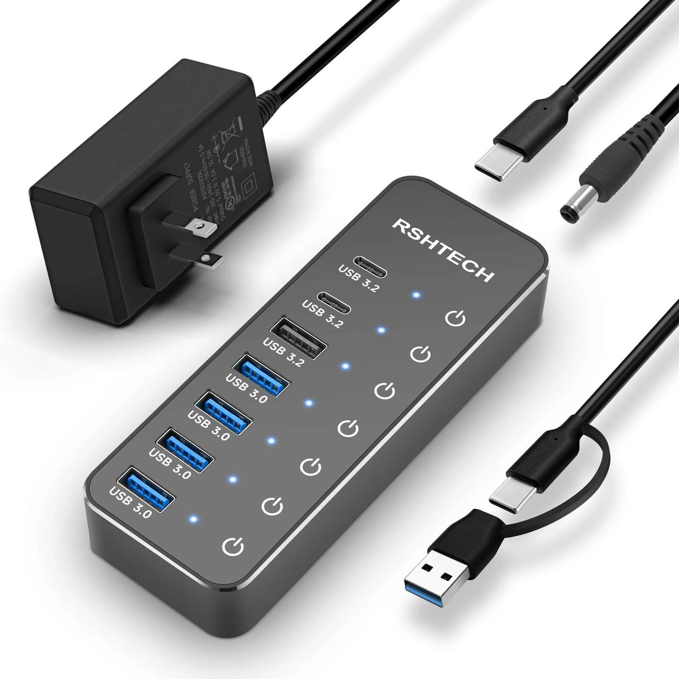 Rshtech 7 Port Powered USB Hub