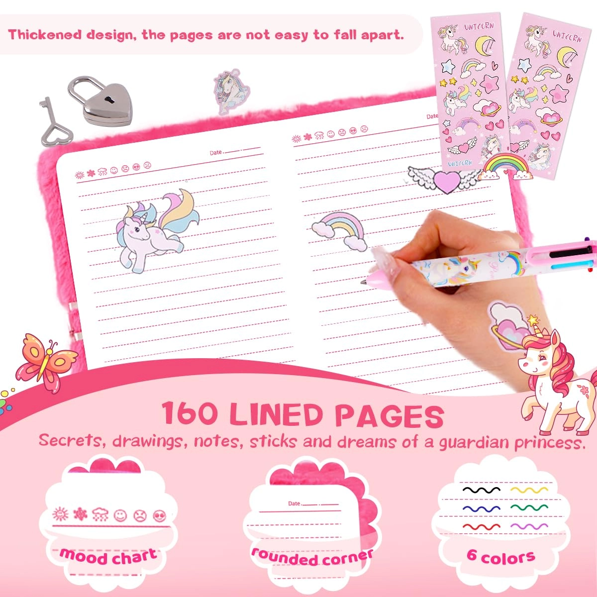 Heart Diary - Lock and Keys Plush 160 pages