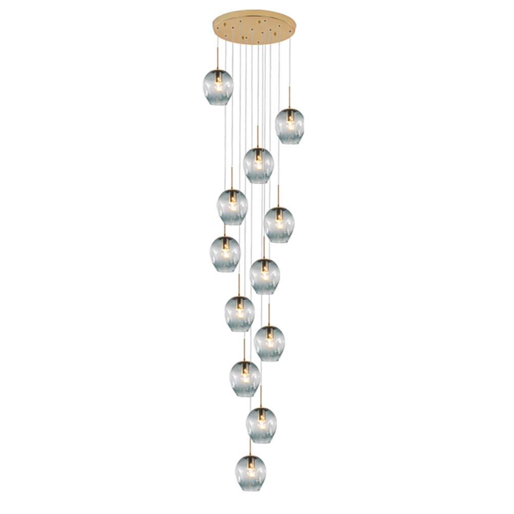 Minimalist Glass Bubble Ball Chandelier - E27 8 heads Gradient smoke gray lampshade