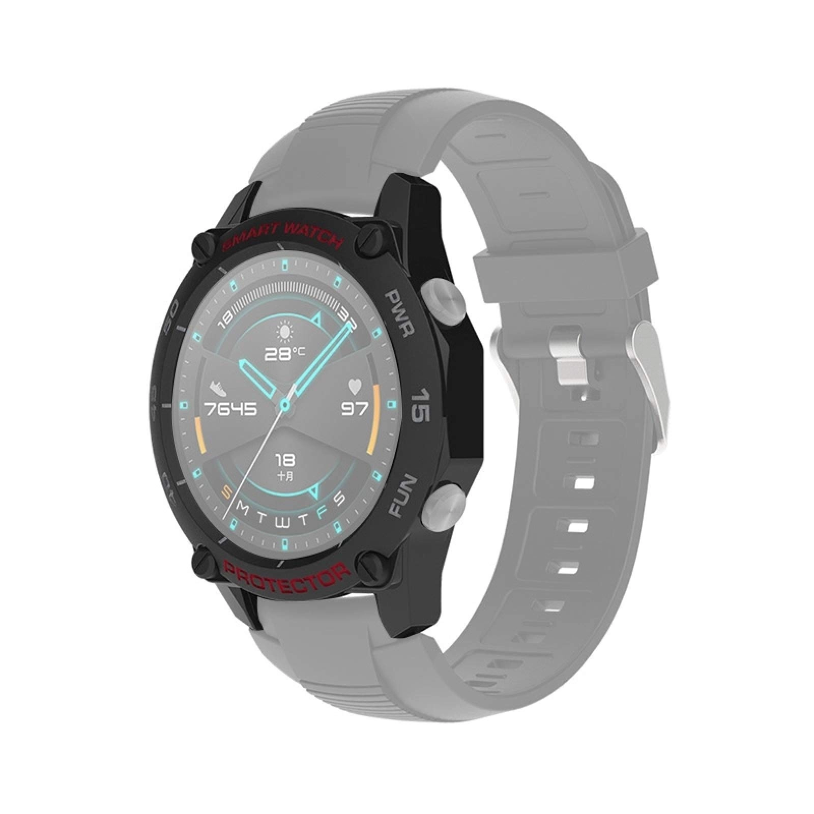 QCXIANG Full Body Case for Huawei Watch GT2 46mm - Waterproof Dust-proof Black+Grey Red TPU