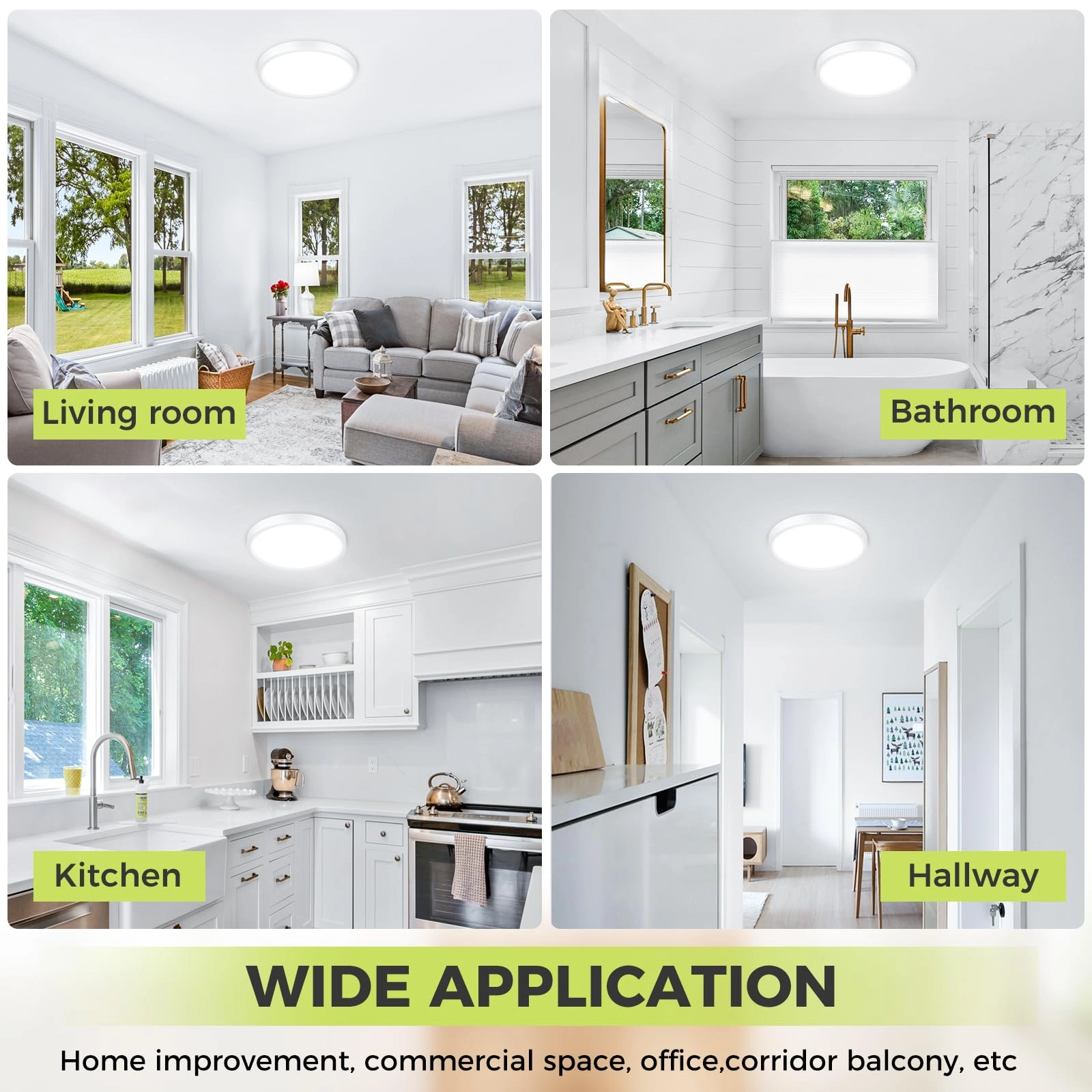 Flush Mount LED Ceiling Light - 3000K 4500K 6000K Dimmable