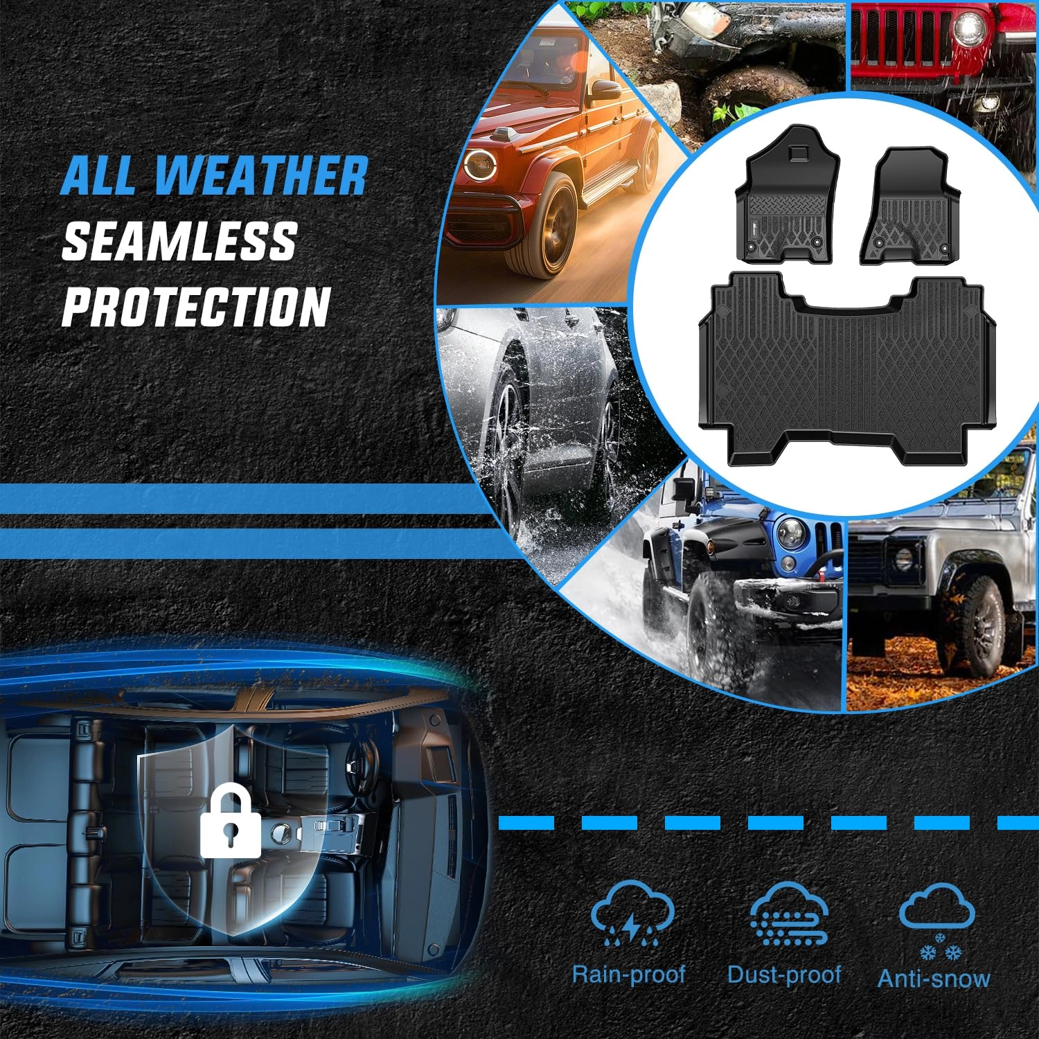 TPE Floor Mats - Dodge Ram 1500 New Body Crew Cab 2019-2024 Rear Storage Box