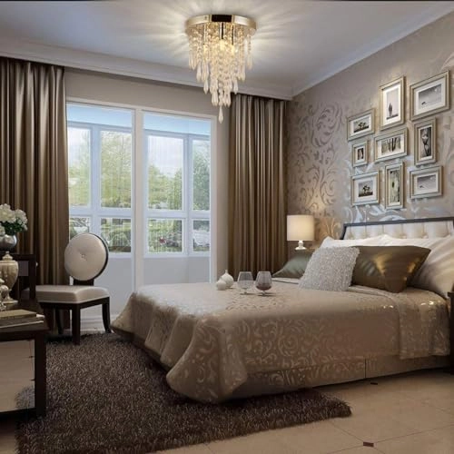 Mini Crystal Ceiling Chandelier - 3-Light Chrome Acrylic