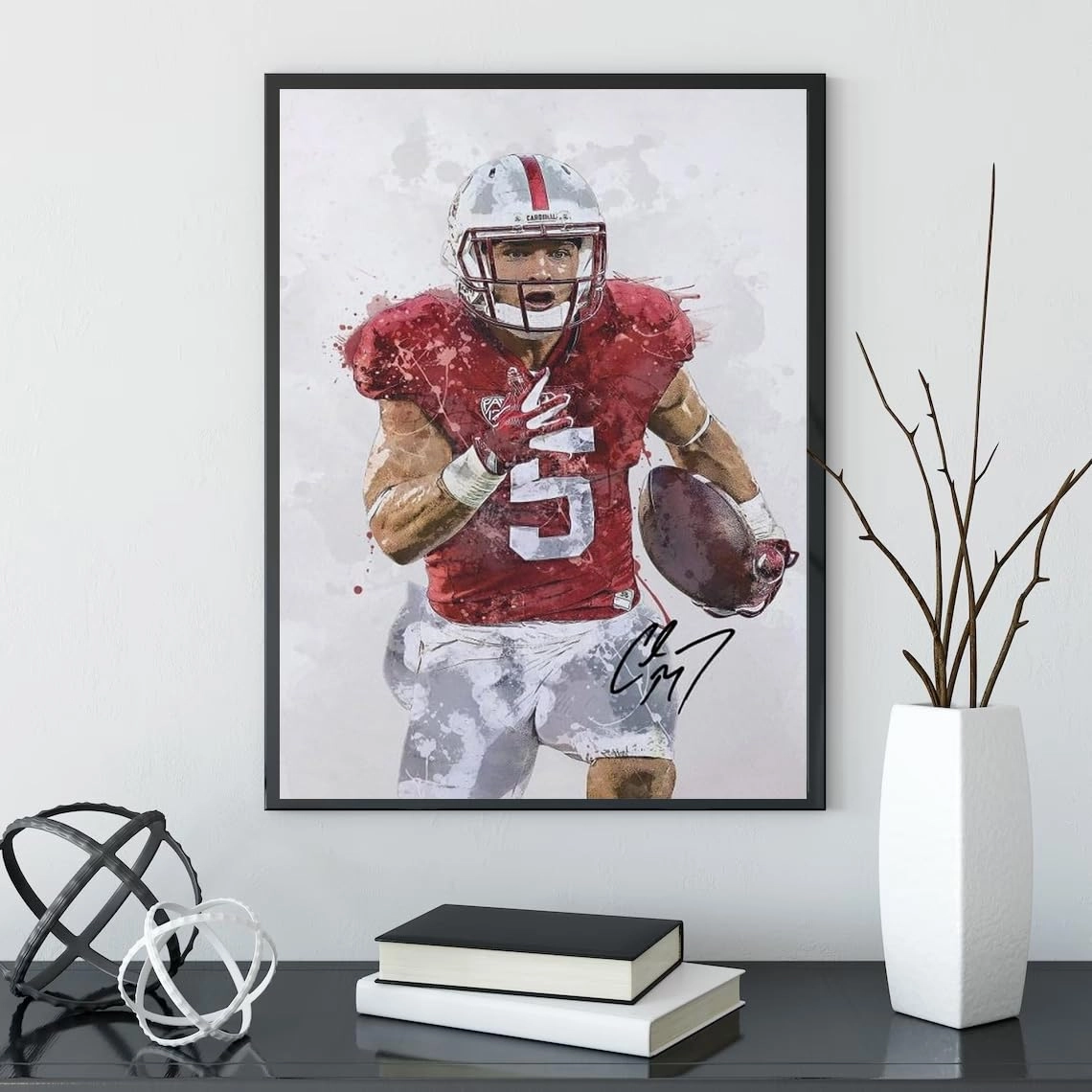 Christian McCaffrey Poster - Canvas 24 x 36 in Framed