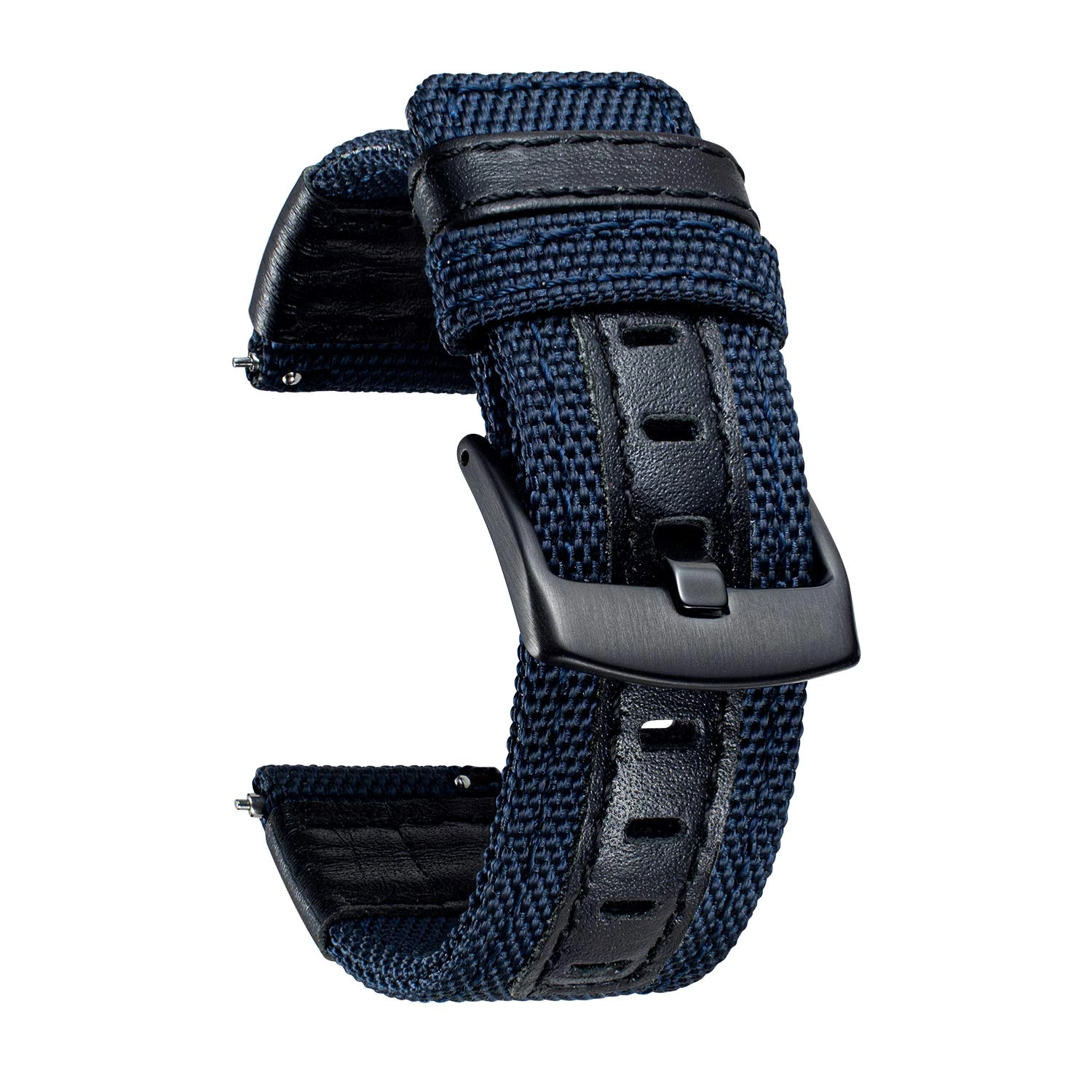 BINLUN 20mm 22mm Canvas Leather Hybrid Watch Band for Amazfit Bip/GTR/GTS/Pace/Stratos - 42mm 47mm