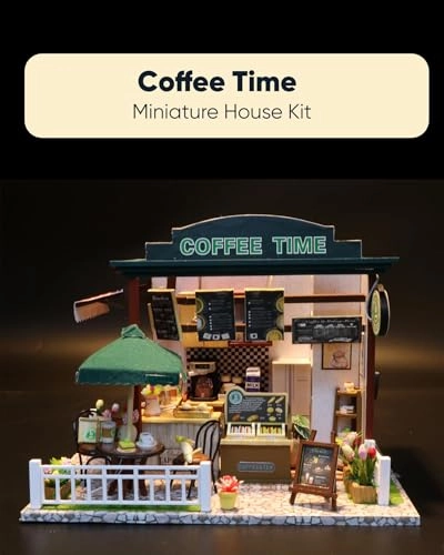 Miniature Coffee Shop Dollhouse Kit Gift Set
