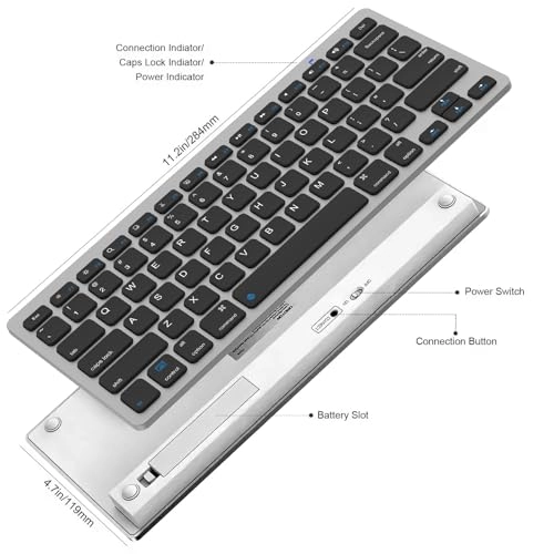 Bluetooth Keyboard - for iPad 10th/9th/8th Gen Aluminum Gray
