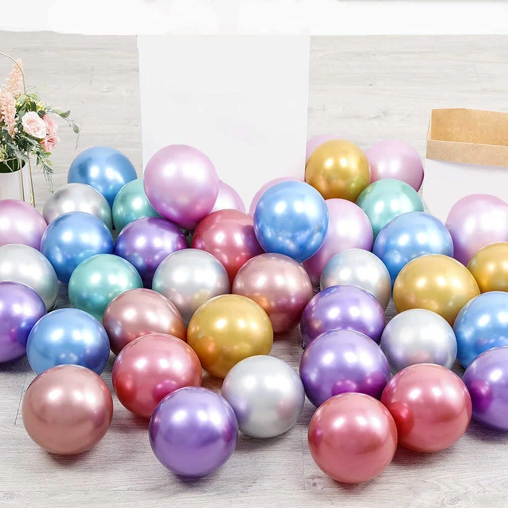 Party Time Trading LLC Shiny Metallic Balloons - 50-Pieces Wedding Bridal Shower Birthday