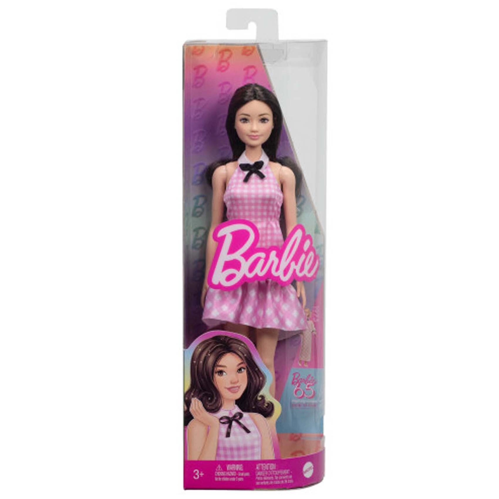Fashionistas #224 - Black Wavy Hair Pink Gingham Dress Ages 3+