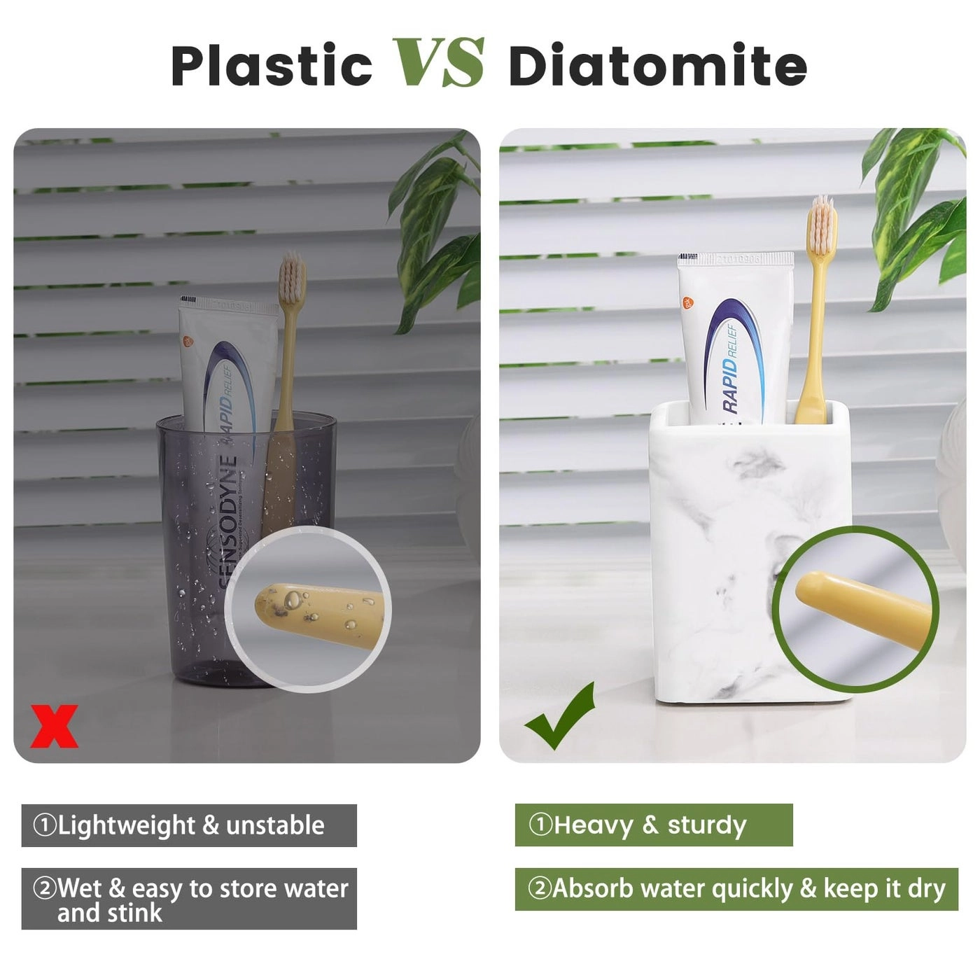 Toothbrush Holder - Diatomite Marble Pack