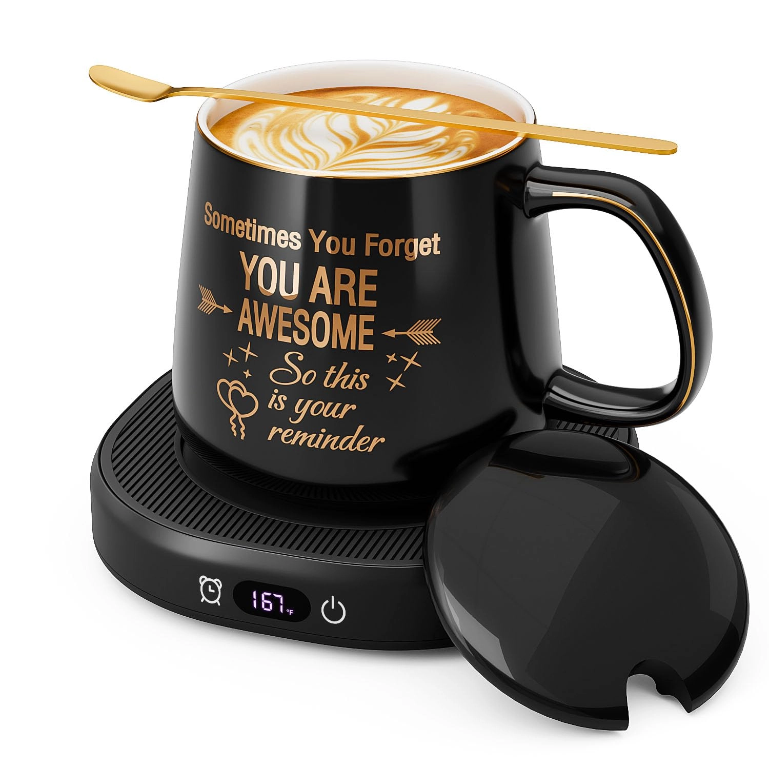 LOUTYTUO Coffee Mug Warmer + You are Awesome Mug - 14 ounces