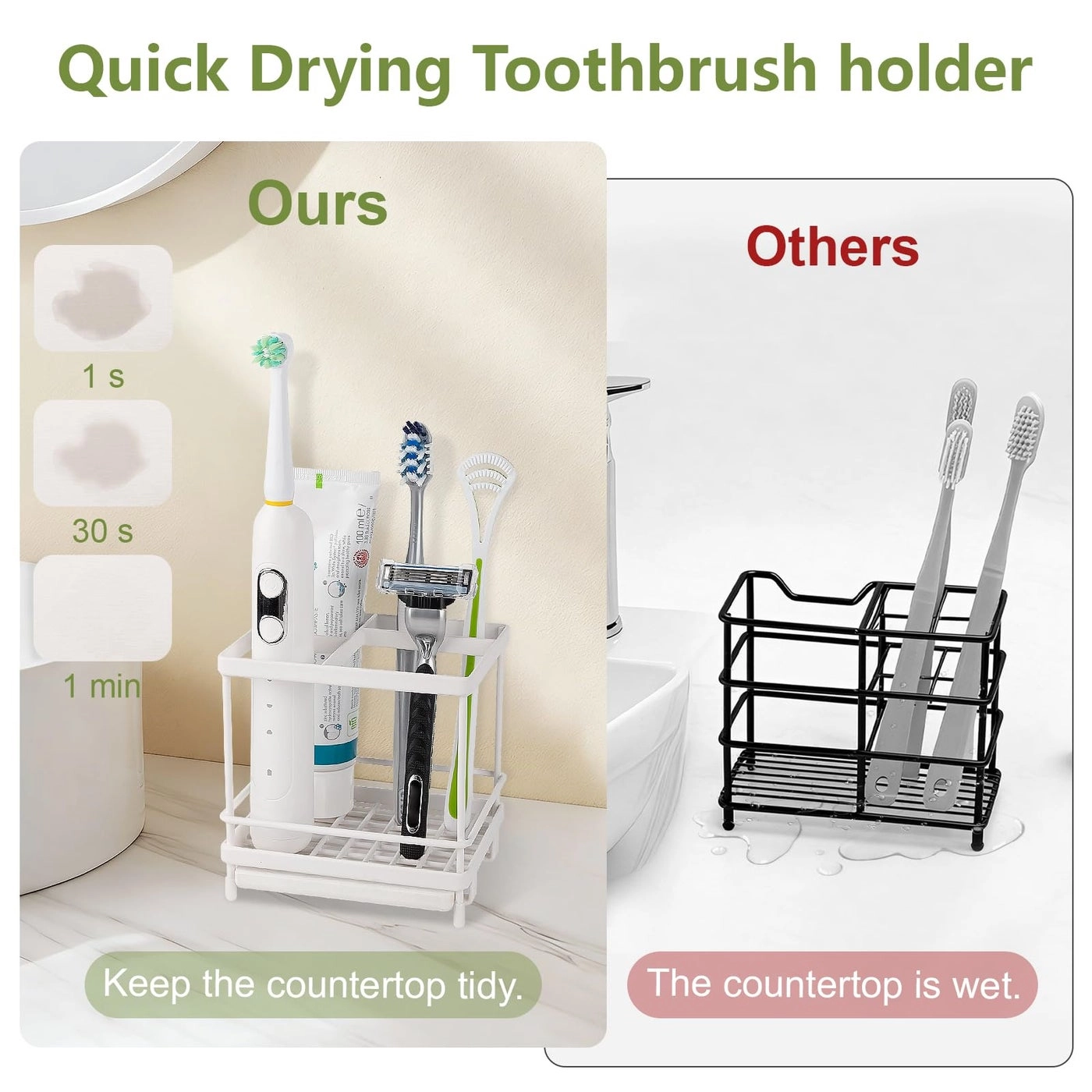 Toothbrush Holder - Countertop Shower Sink 5 Slots