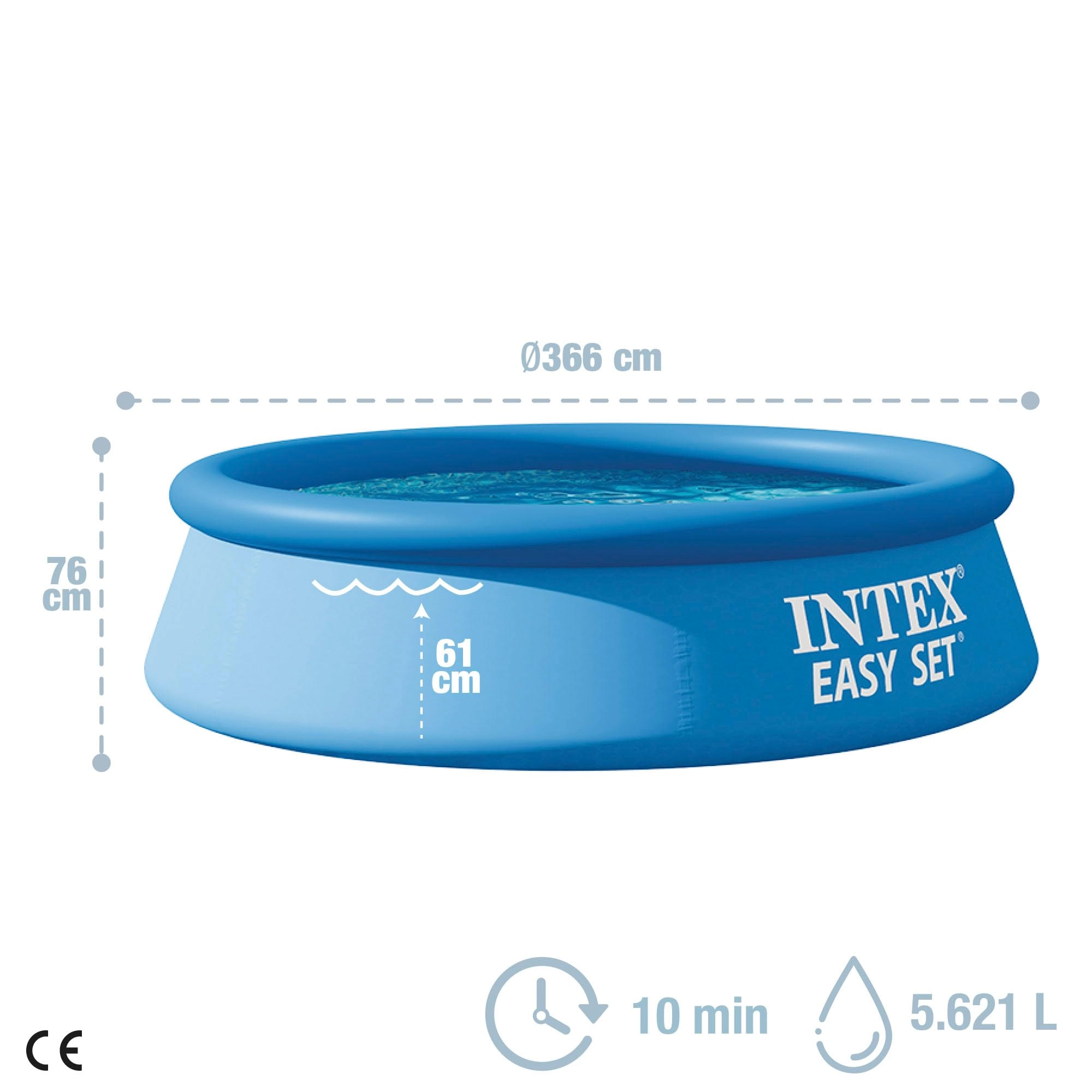 12ft x 30" Easy Up Swimming Pool - 366cm 5619 litres