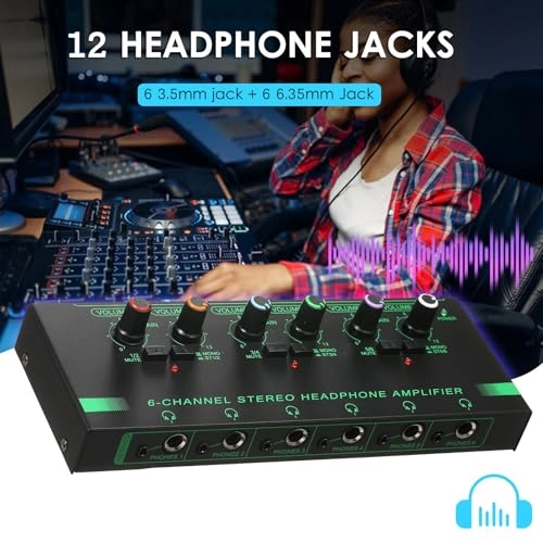 6 Channel Headphone Amplifier - Professional Metal 200x75x25mm