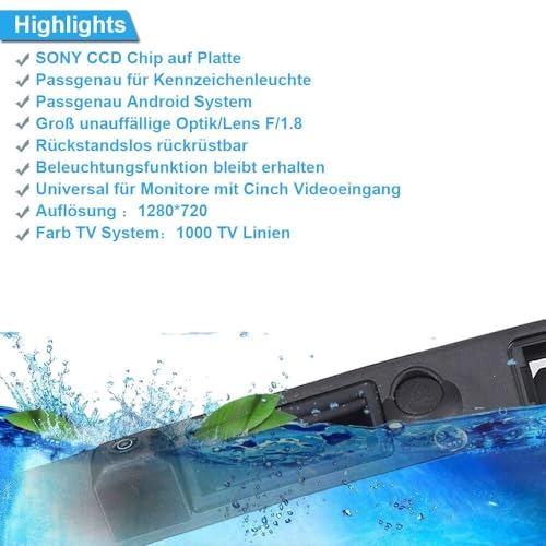 Rear View Camera - Night vision 1280 x 720 pixels