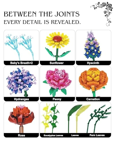 Flower Bouquet Building Blocks Set - Vase Artificial Flowers