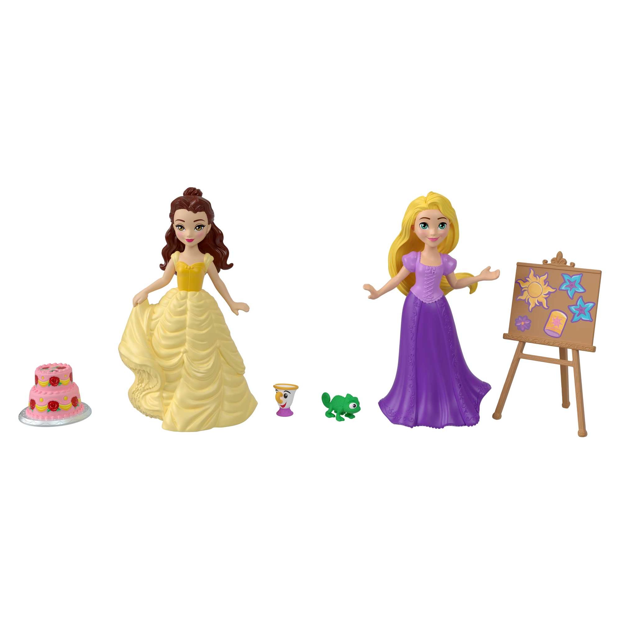 Disney Princess Small Dolls - 6 Posable 13 Tea Party Accessories Ages 3+