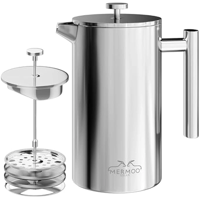 French Press - 34Oz 1 Litre Stainless Steel Insulated