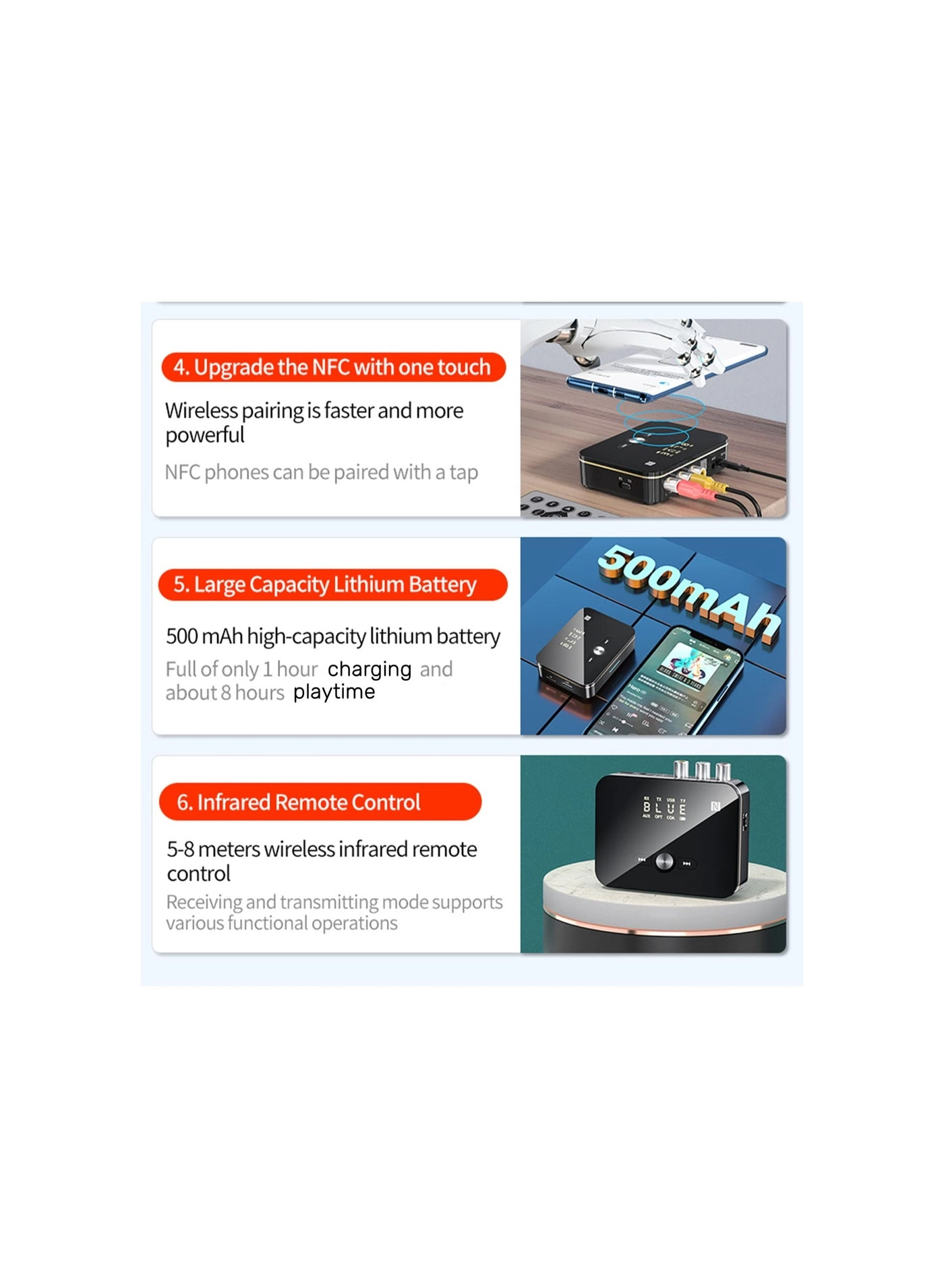 Bluetooth Transmitter and Receiver - Bluetooth 5.0 USB Battery