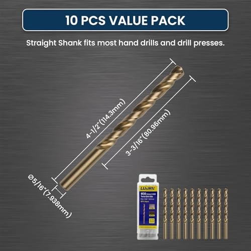 M35 Cobalt HSS Jobber Length Twist Drill Bit - M35 Cobalt HSS 10 PCS 1/8"