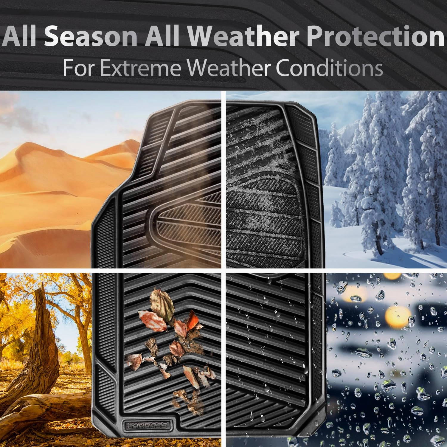 Rubber Floor Mats - All Weather Trim-to-Fit 3-Piece