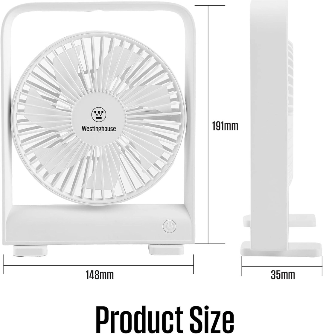 Rechargeable Desk Fan - LED Night Light 4-Speed USB