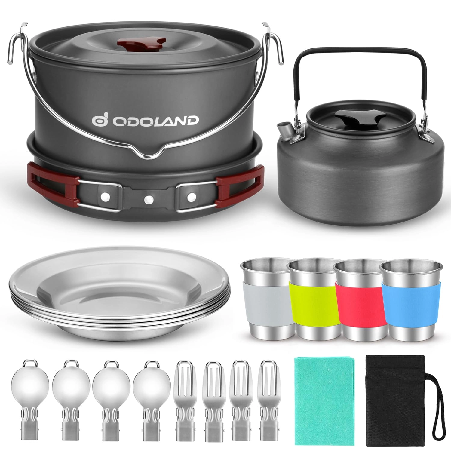 odoland Camping Cookware Mess Kit - 22pcs