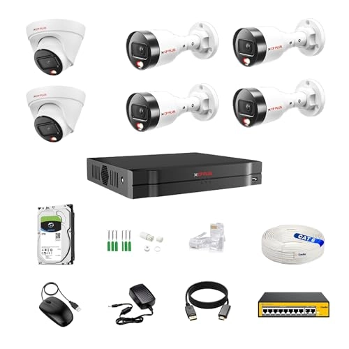 illumax 8 CH AI NVR + illumax Dome IP Camera - 4MP + Bullet IP Camera - 4MP + Hard Disk - 2 TB + POE Switch - 8+2 + CAT6 Cable