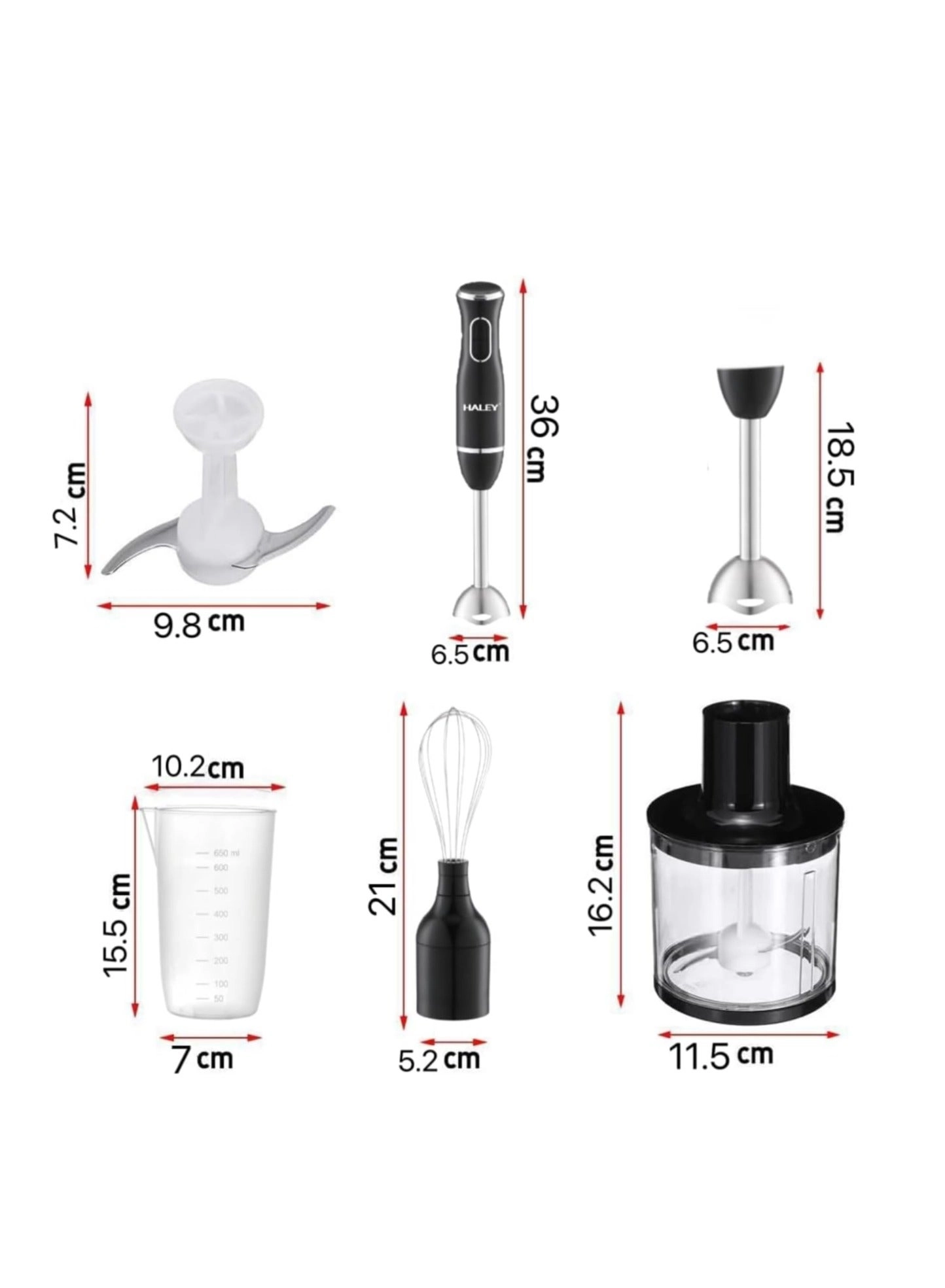 HY-1020 - 4-in-1 Stick Mixer Stainless Steel Food Processor