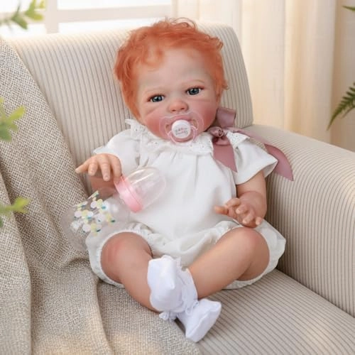 WOOROY Reborn Baby Doll - 20 Inch Red Hair Open Eyes Ages 3+