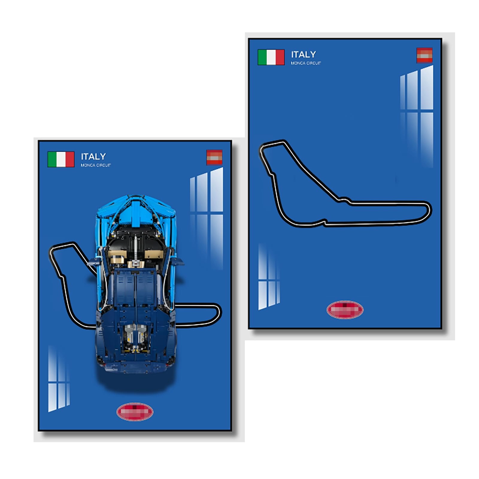 bodamaike Technic Bugatti Chiron Race Car (42083) - Display Wallboard Monza Circuit in Italy