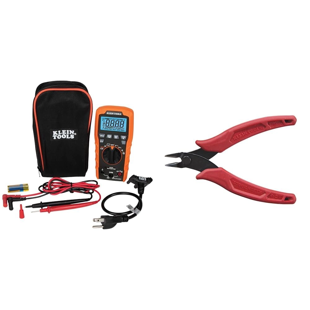 Klein Tools ET270 - Auto-Ranging Digital Multi-Tester + D275-5 - Diagonal Cutting Pliers