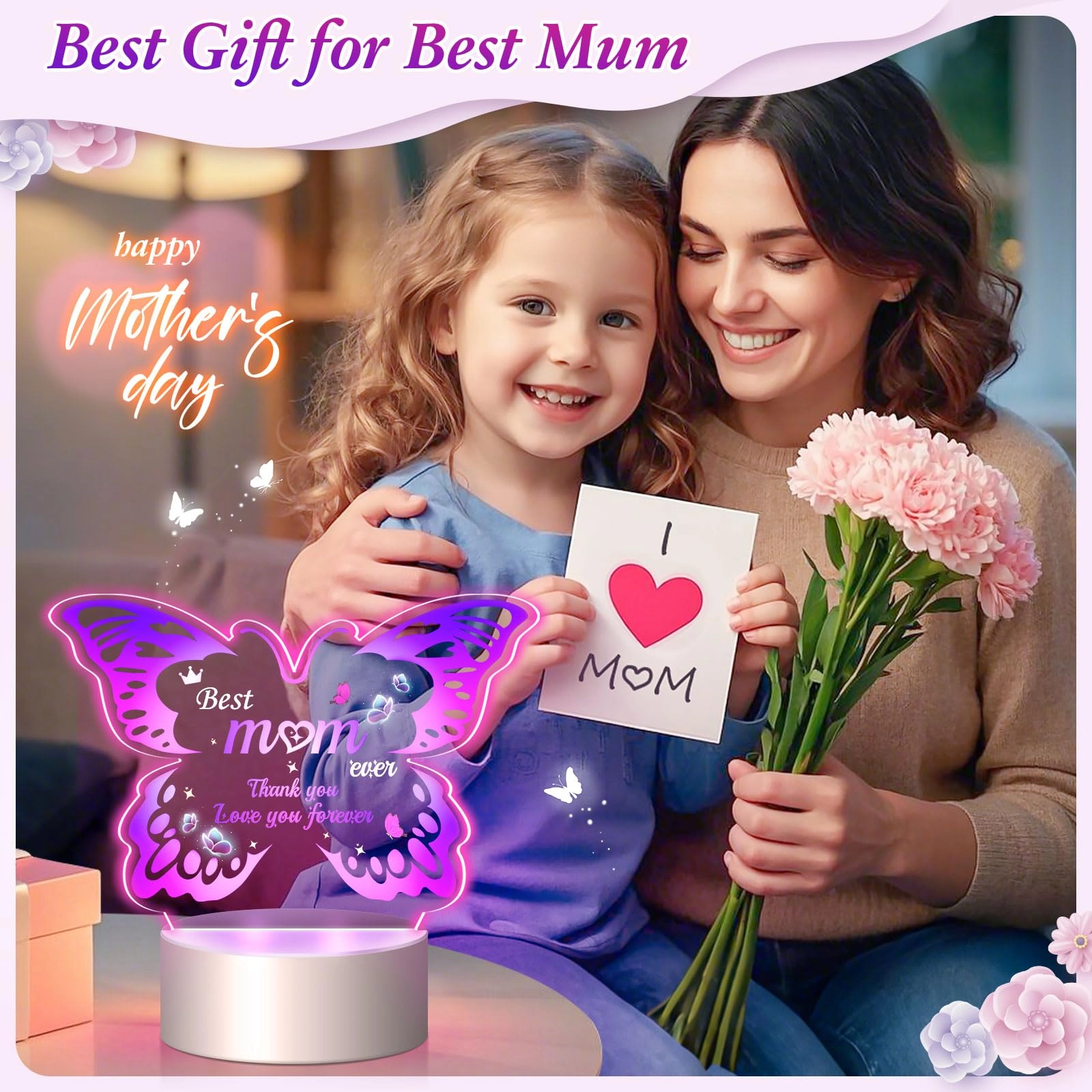 Butterfly Night Light - Corded Electric purple