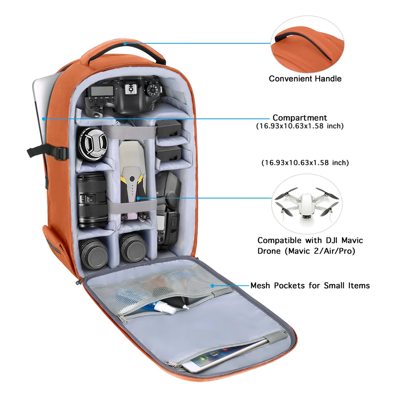 Mocamhsbg - 7.5"D x 11.8"W x 7.5"H Compatible with Canon/Nikon/Sony Hard Shell