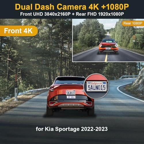 2023= 4K Front and 1080P Rear 3840 X 2160 pixels for Kia Sportage 2023
