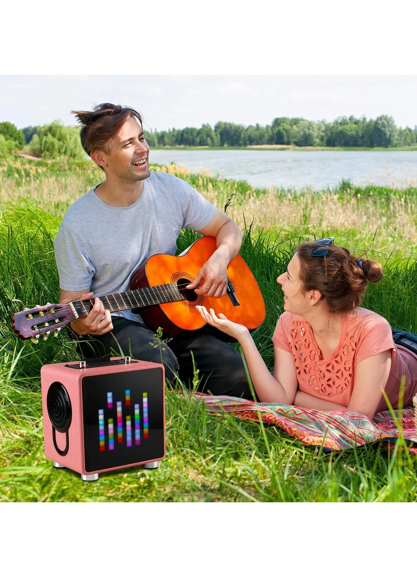 Portable Bluetooth Speaker with 2 Wireless Microphones