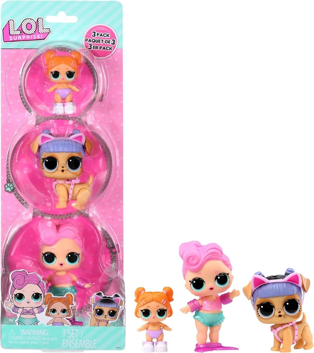 Waves Doll - Orange Hair + Pink Kansas K9 Puppy + Lil Beats Doll Ages 3+