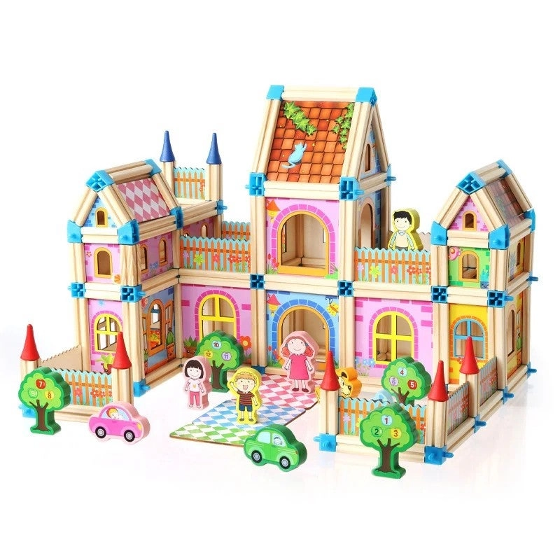 Wooden Building Blocks Set - 128/268 pcs