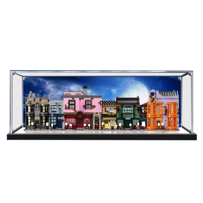 Clear Acrylic Display Case (75978) - 43.30x7.87x13.77in. Black Bottom
