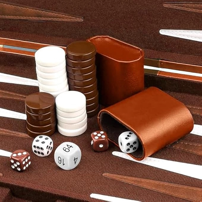 LUXURY BACKGAMMON - FAUX LEATHER EXTERIOR SPECIAL FELT INLAY
