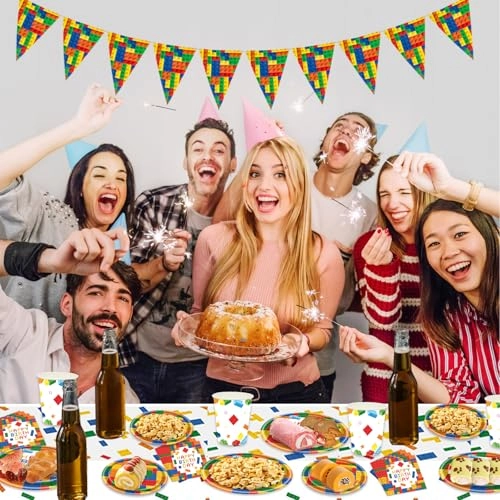 Building Block Party Decorations - 98Pcs Birthday